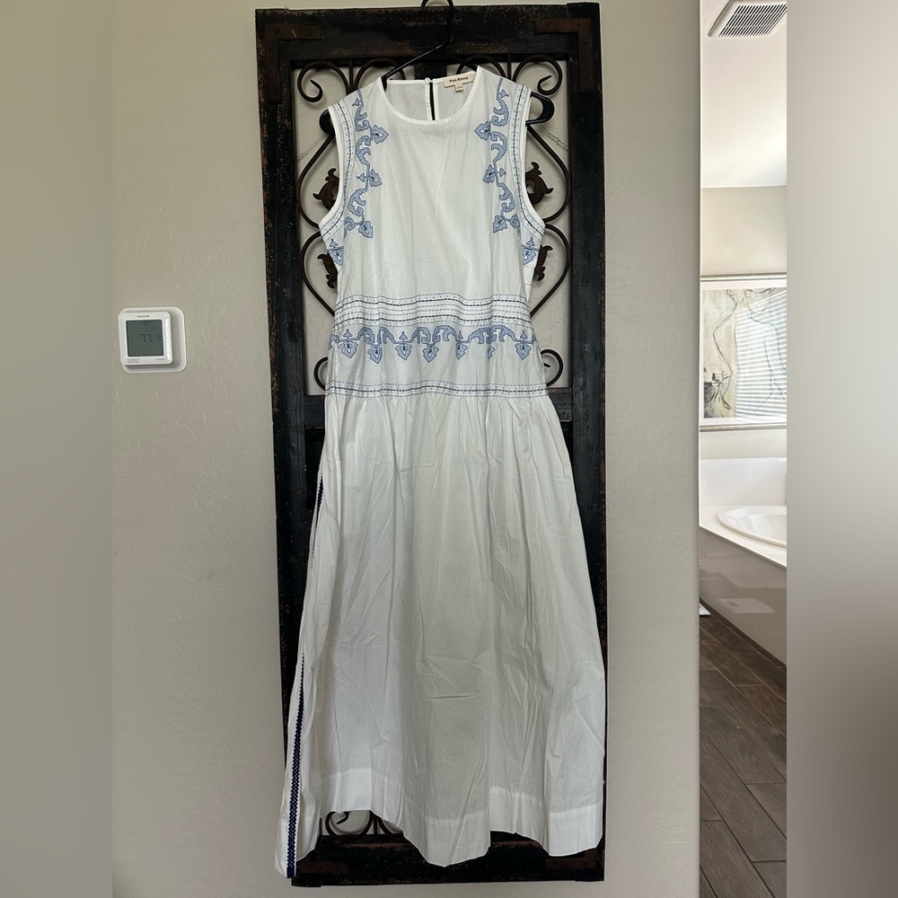 New white dress  with Navy blue